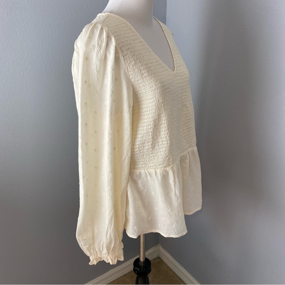 Old Navy White Cream Eyelet Lace Boho Top Peasant L NEW - Picture 4 of 9